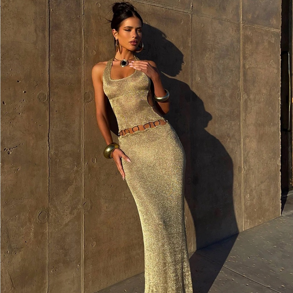 Carmen maxi dress gold